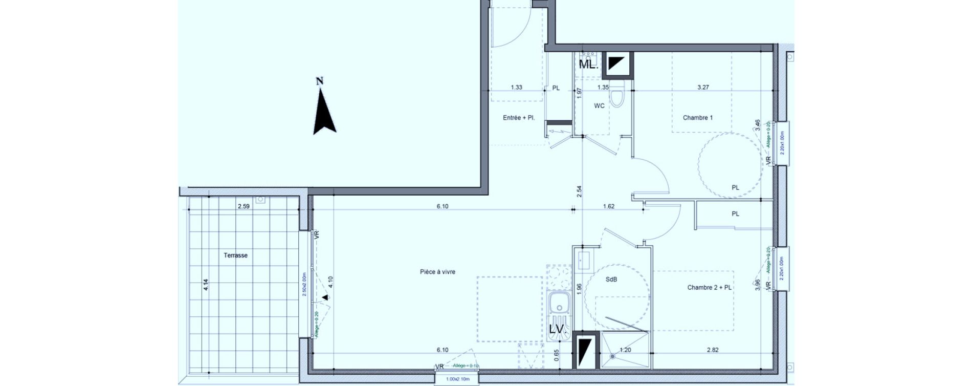 Appartement T3 de 66,13 m2 &agrave; Carpiquet Centre