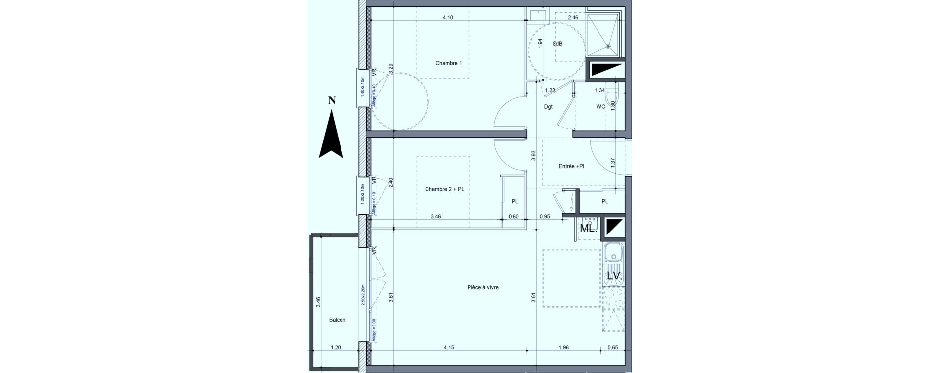 Appartement T3 de 60,89 m2 &agrave; Carpiquet Centre