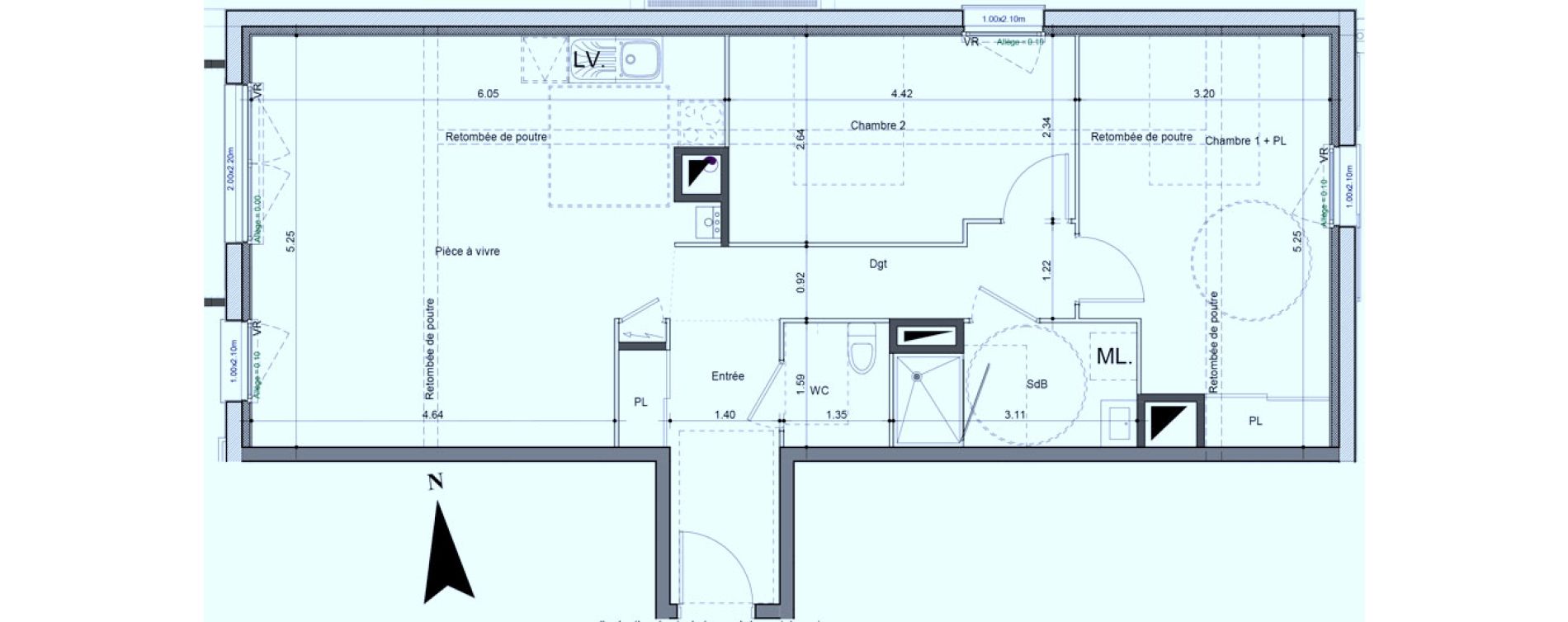 Appartement T3 de 72,29 m2 &agrave; Carpiquet Centre