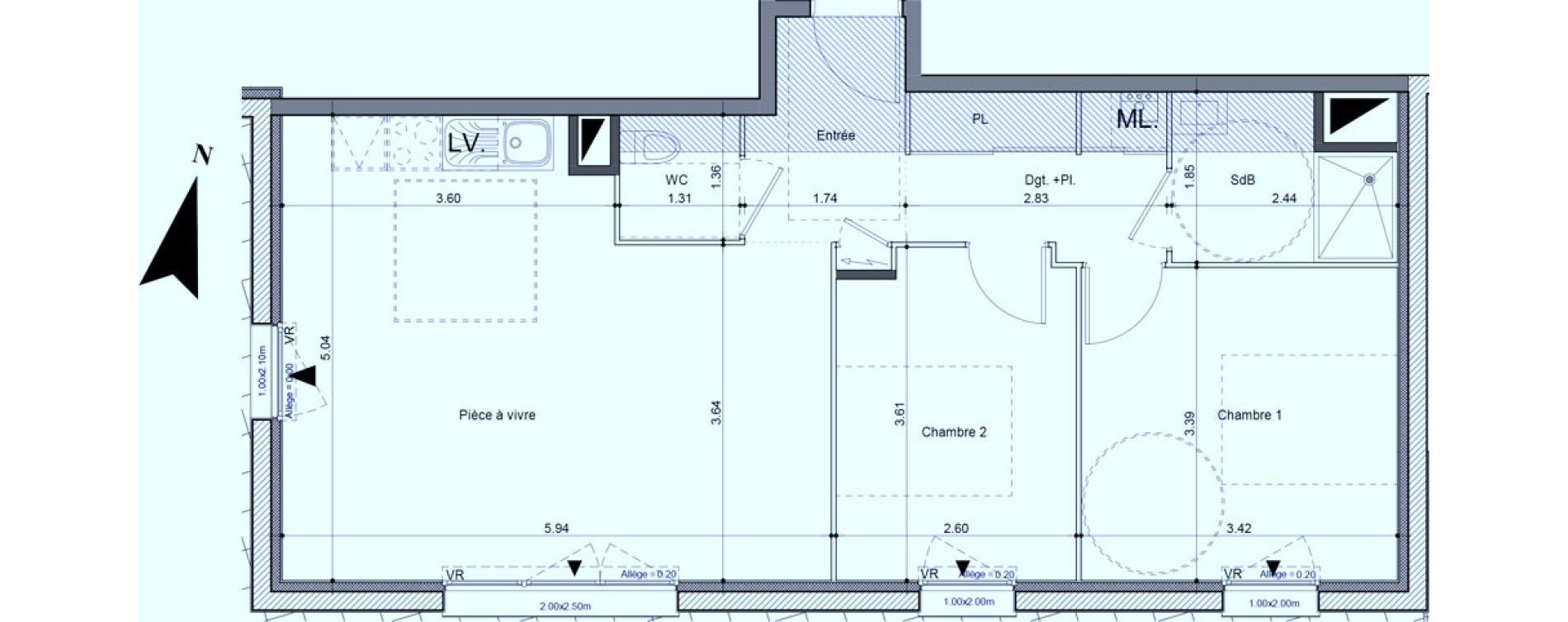 Appartement T3 de 61,50 m2 &agrave; Carpiquet Centre