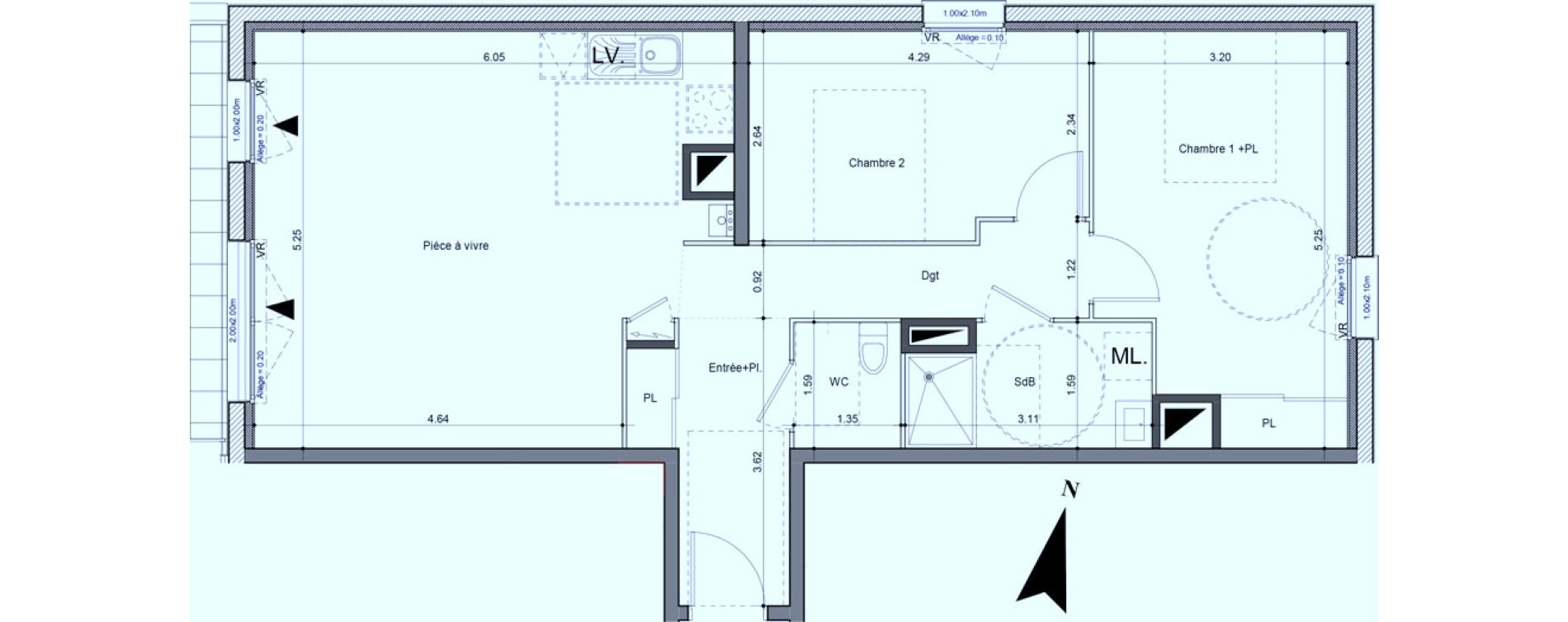Appartement T3 de 71,96 m2 &agrave; Carpiquet Centre