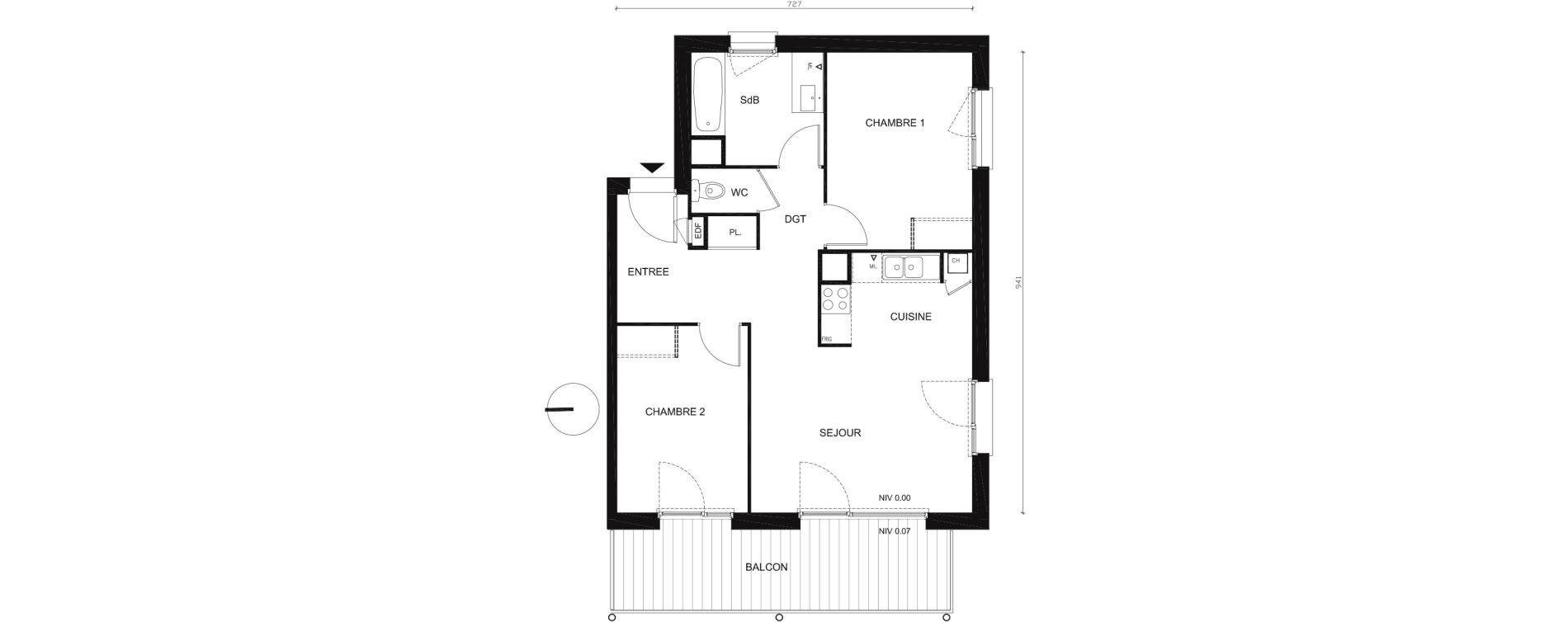 Appartement T3 de 61,74 m2 &agrave; Colombelles Centre