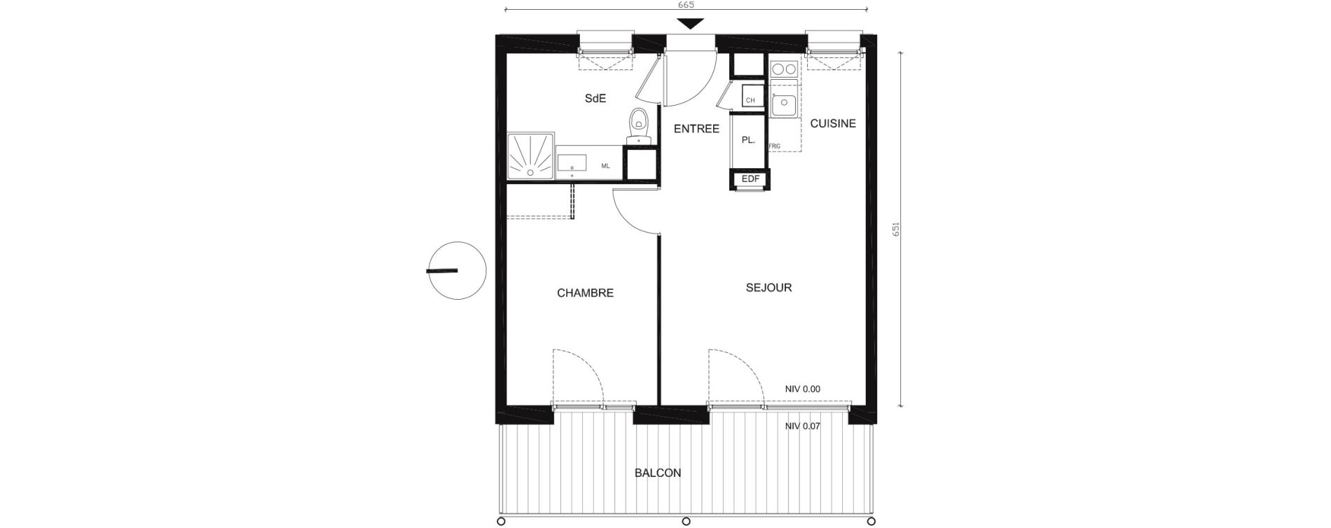 Appartement T2 de 41,66 m2 &agrave; Colombelles Centre