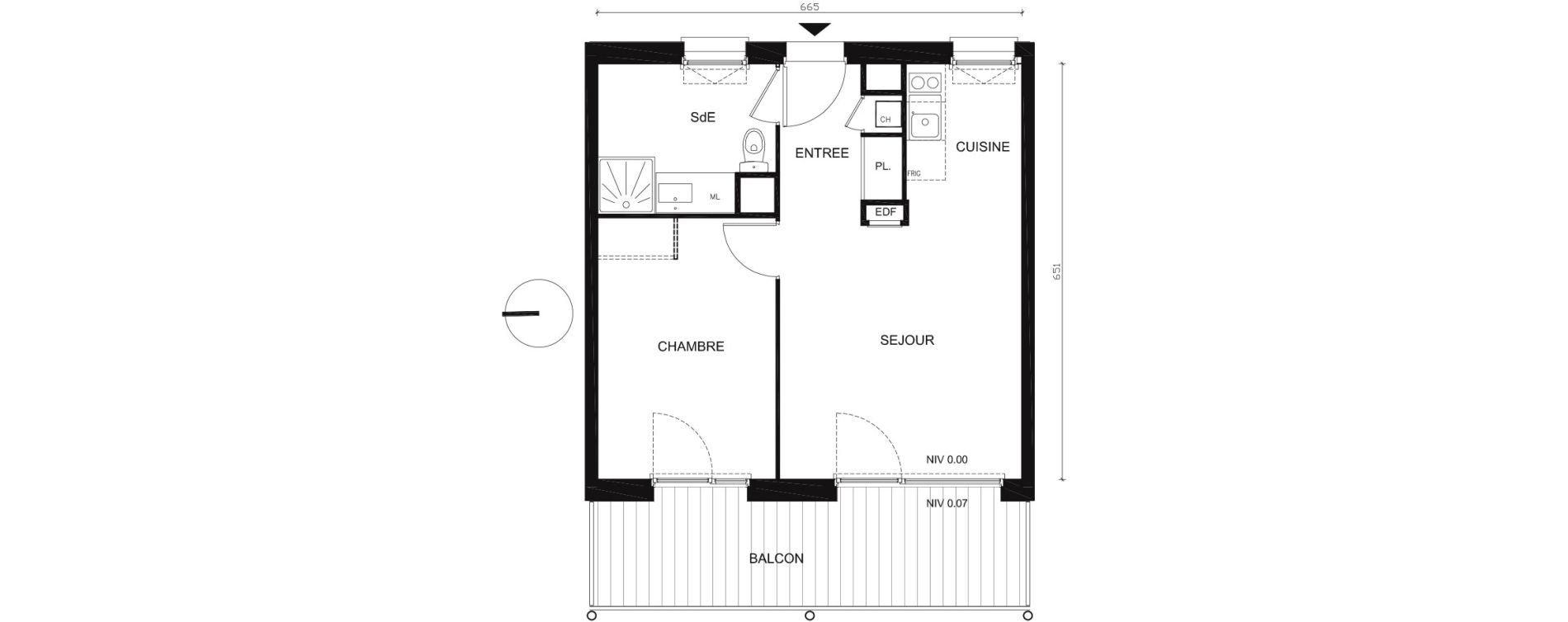 Appartement T2 de 41,66 m2 &agrave; Colombelles Centre