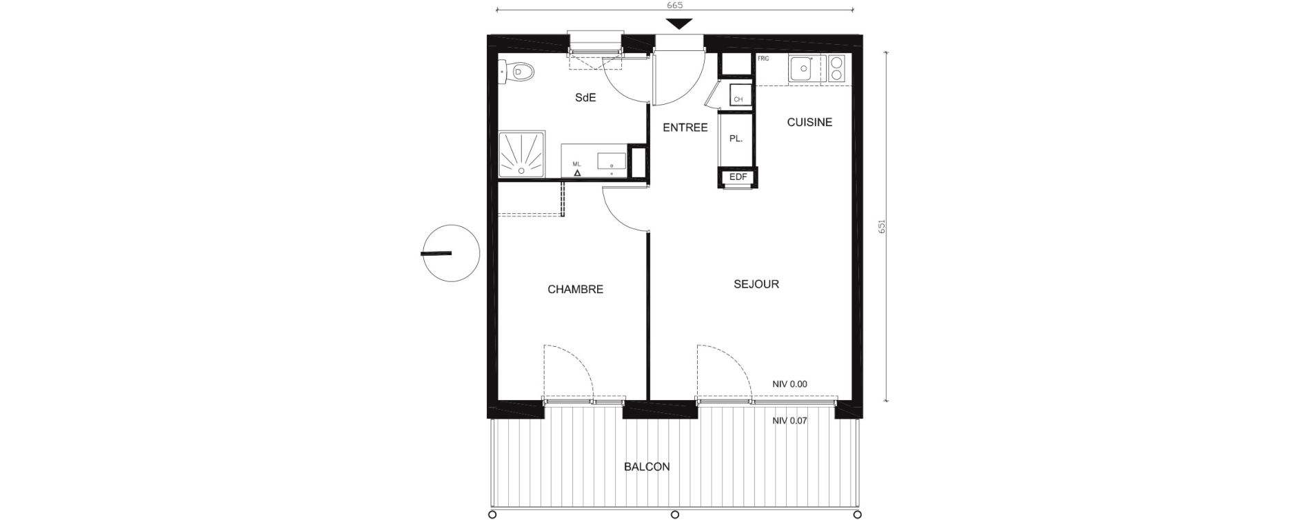 Appartement T2 de 41,84 m2 &agrave; Colombelles Centre