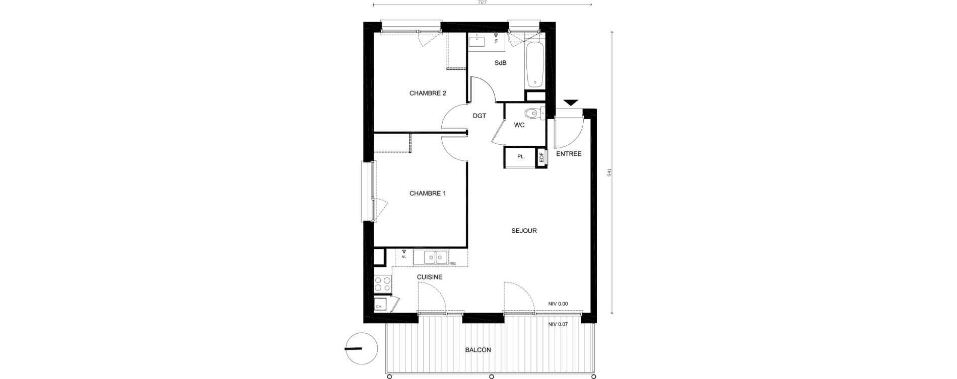 Appartement T3 de 62,14 m2 &agrave; Colombelles Centre