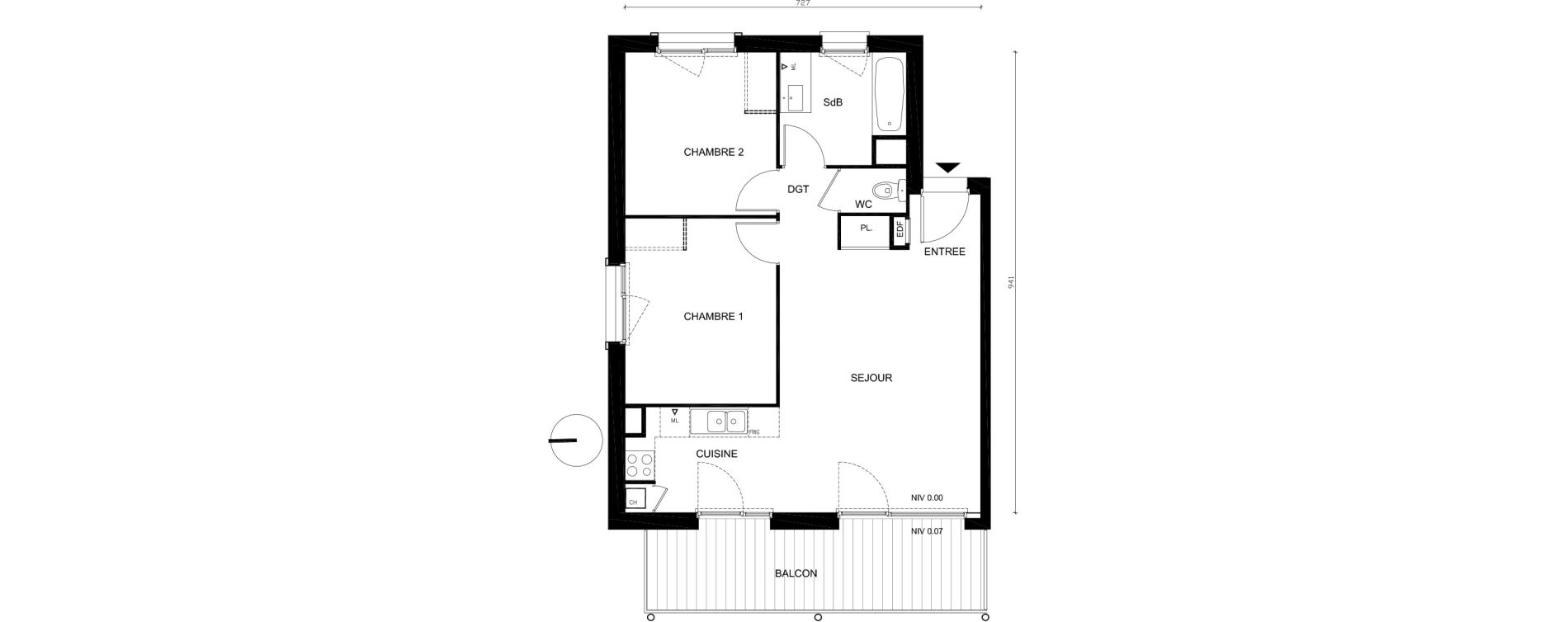 Appartement T3 de 62,06 m2 &agrave; Colombelles Centre