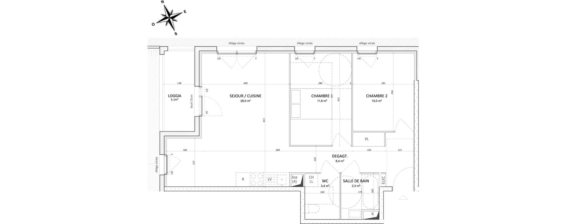 Appartement T3 de 65,90 m2 &agrave; Colombelles Centre
