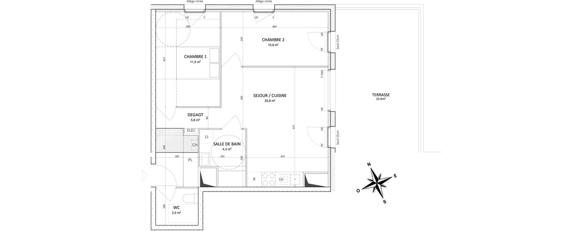 Appartement T3 de 57,30 m2 &agrave; Colombelles Centre