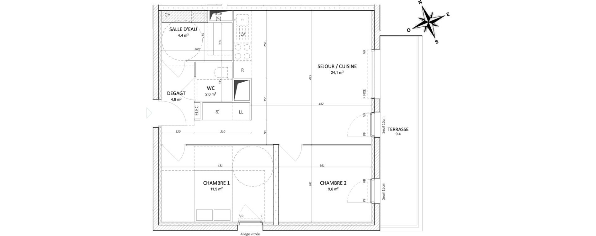 Appartement T3 de 57,70 m2 &agrave; Colombelles Centre