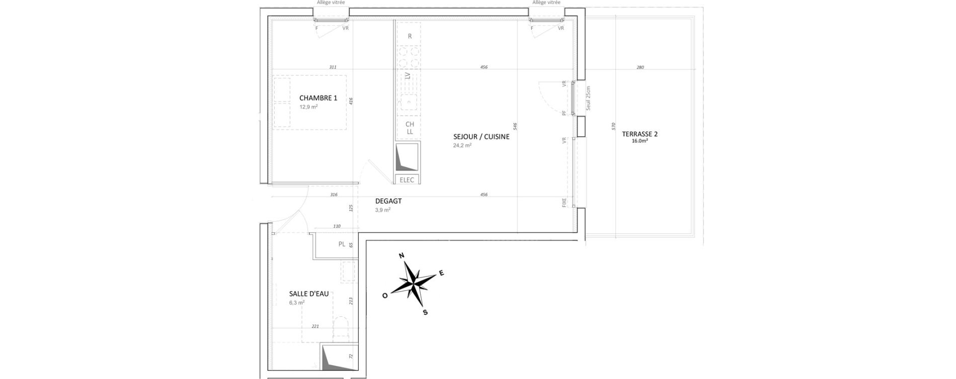 Appartement T2 de 48,10 m2 &agrave; Colombelles Centre