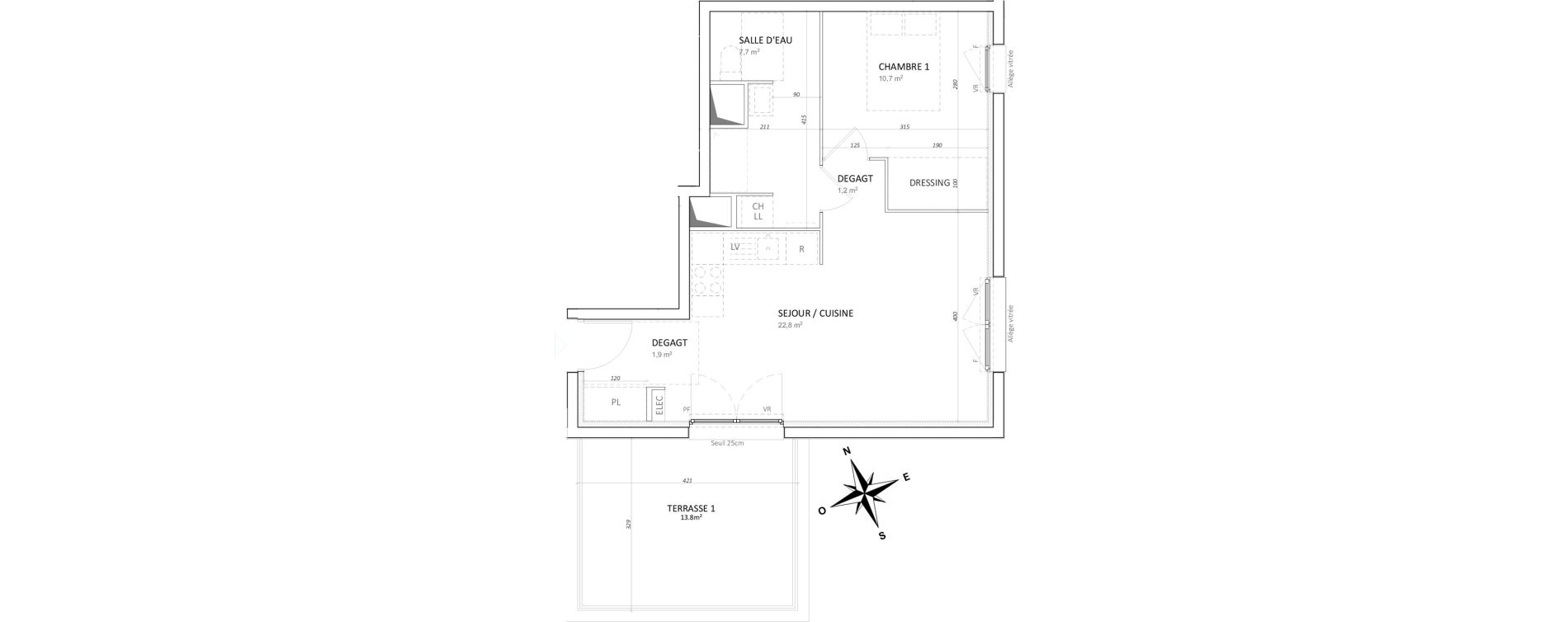 Appartement T2 de 45,10 m2 &agrave; Colombelles Centre