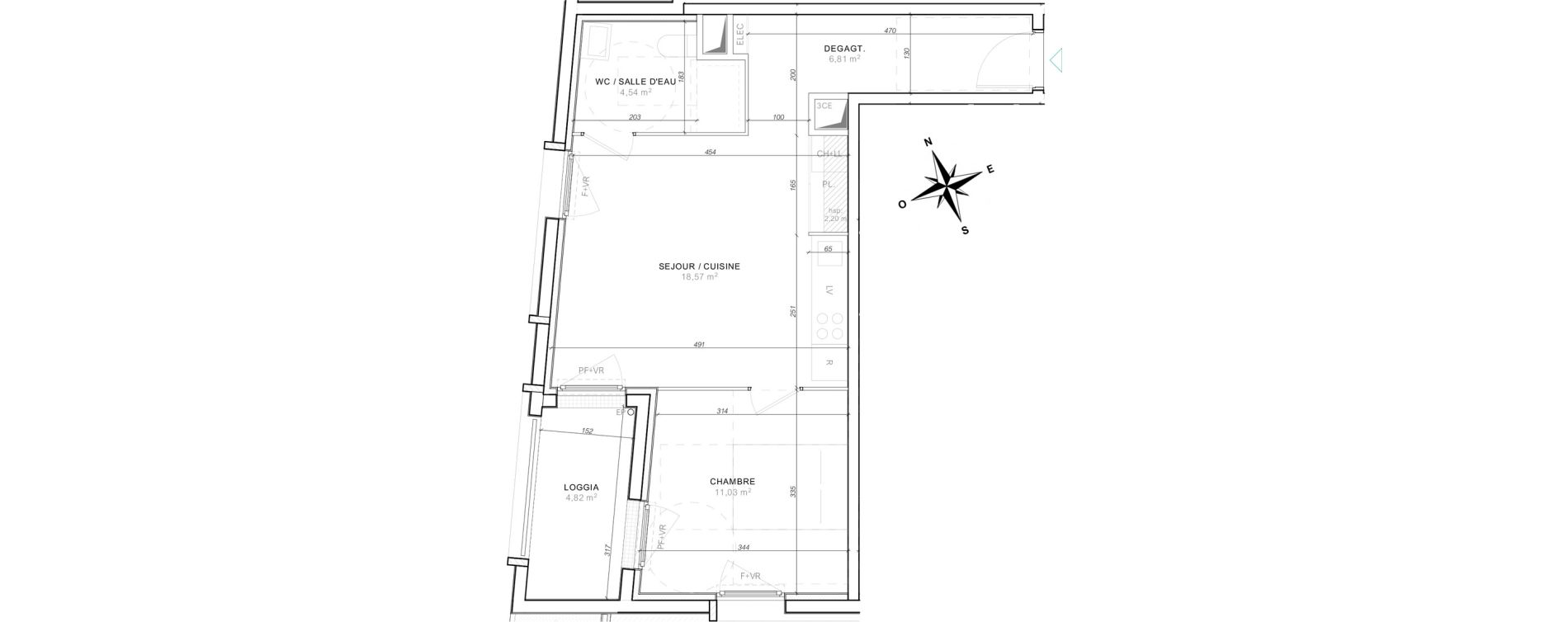 Appartement T2 de 41,99 m2 &agrave; Colombelles Le plateau et l'orne