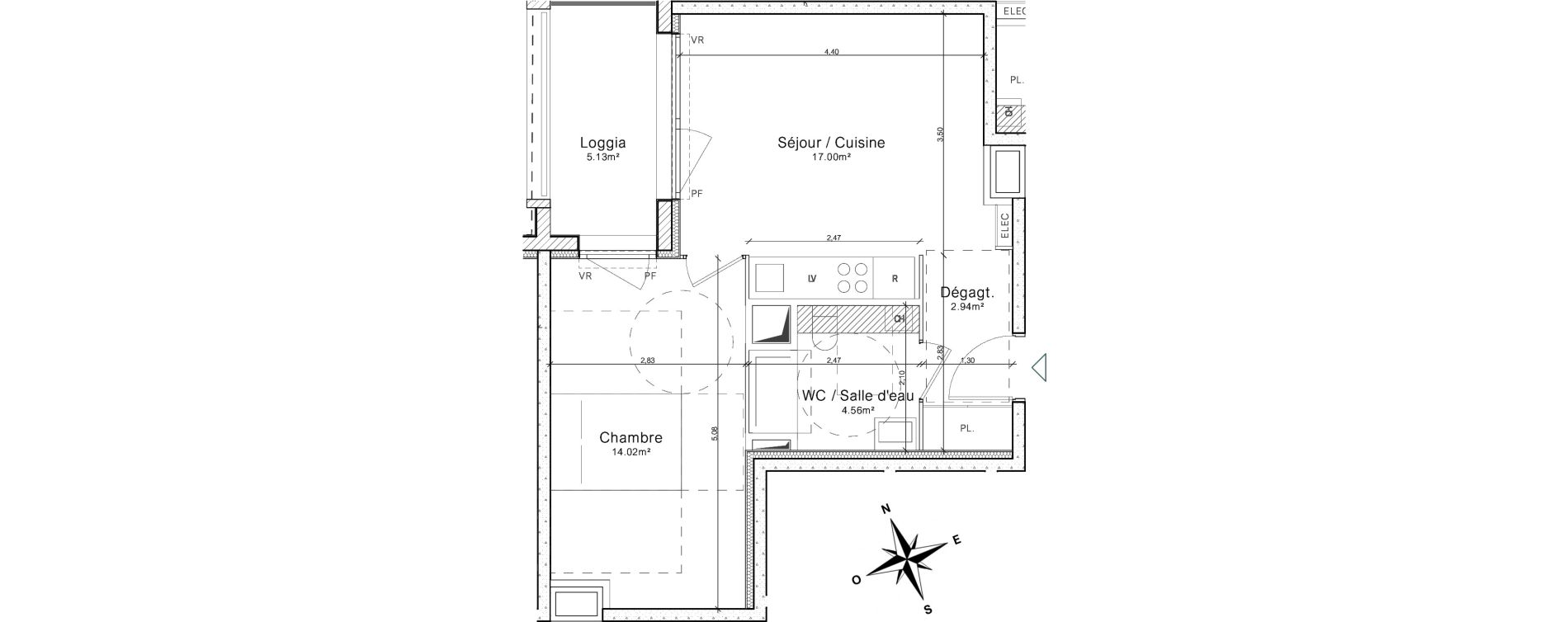 Appartement T2 de 39,36 m2 &agrave; Colombelles Le plateau et l'orne