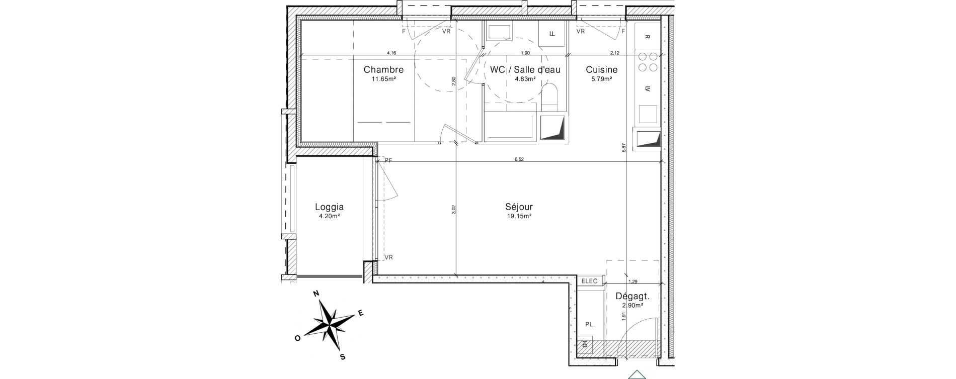 Appartement T2 de 45,33 m2 &agrave; Colombelles Le plateau et l'orne