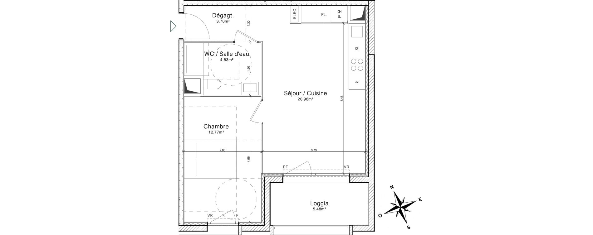 Appartement T2 de 43,37 m2 &agrave; Colombelles Le plateau et l'orne