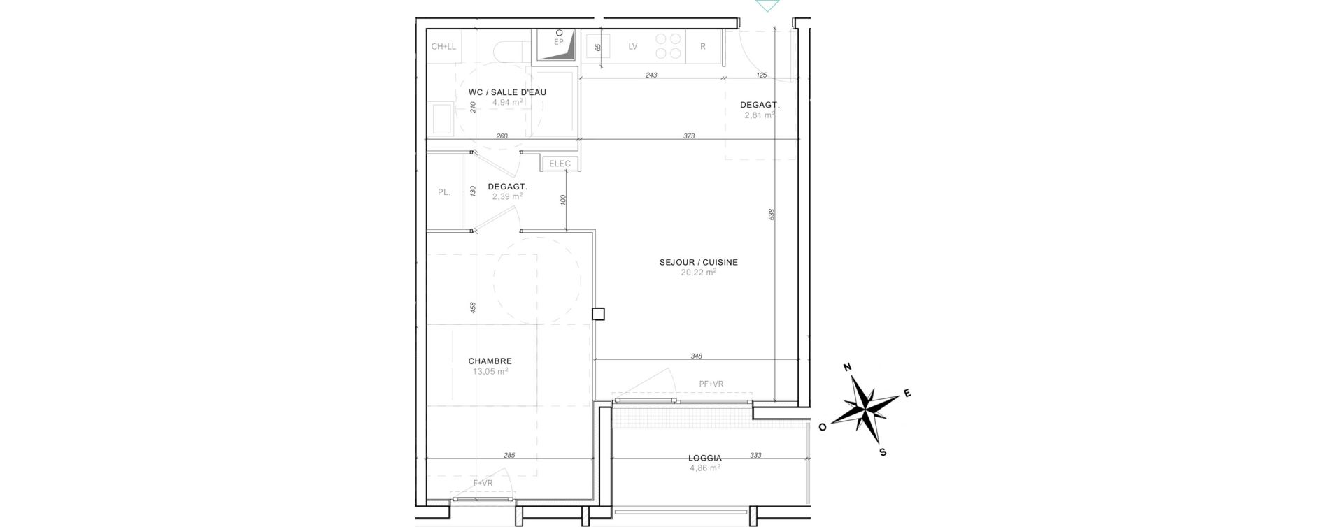 Appartement T2 de 44,26 m2 &agrave; Colombelles Le plateau et l'orne