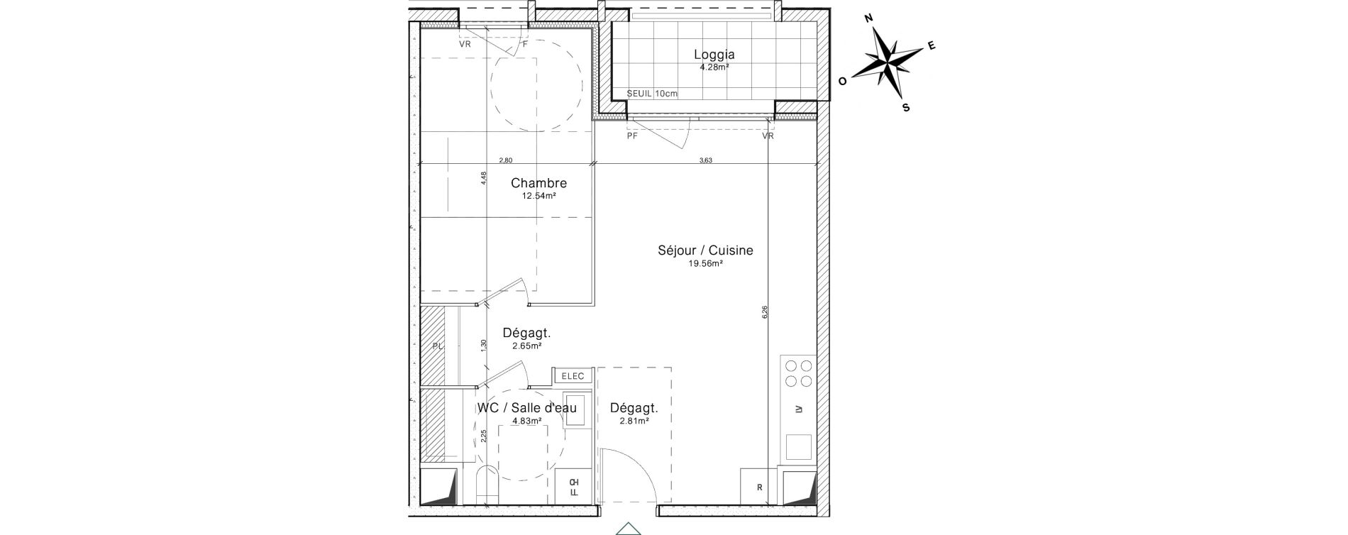Appartement T2 de 43,23 m2 &agrave; Colombelles Le plateau et l'orne
