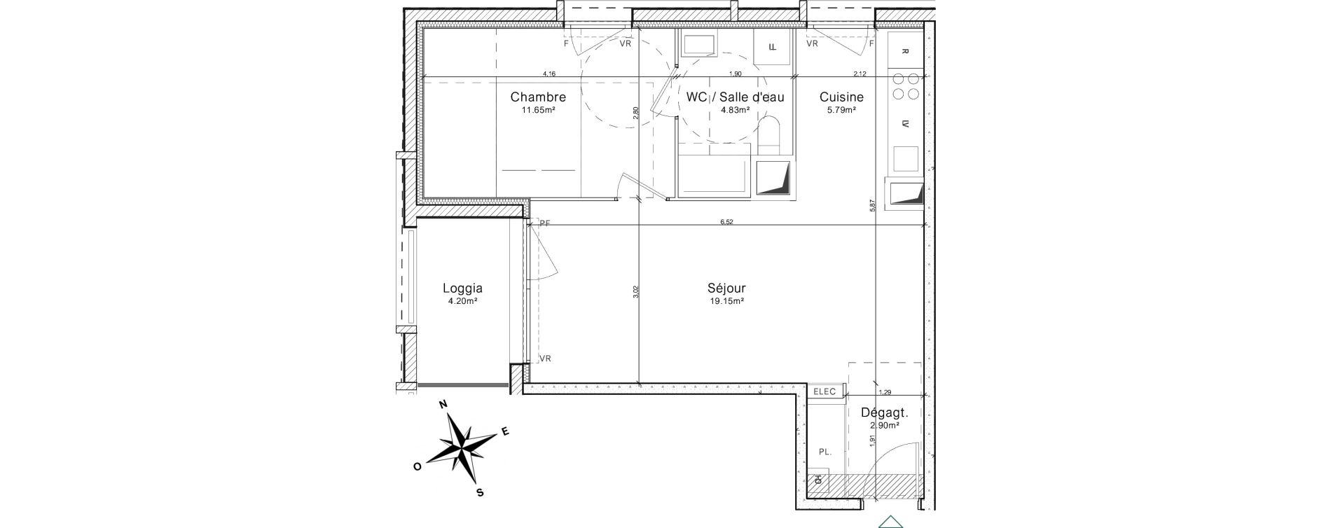 Appartement T2 de 45,33 m2 &agrave; Colombelles Le plateau et l'orne