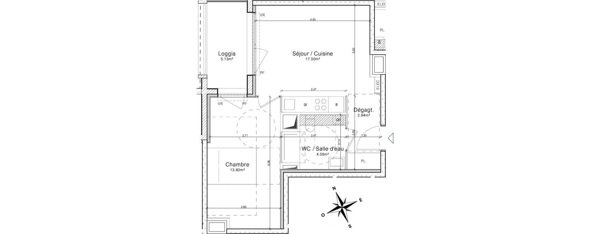 Appartement T2 de 39,14 m2 &agrave; Colombelles Le plateau et l'orne