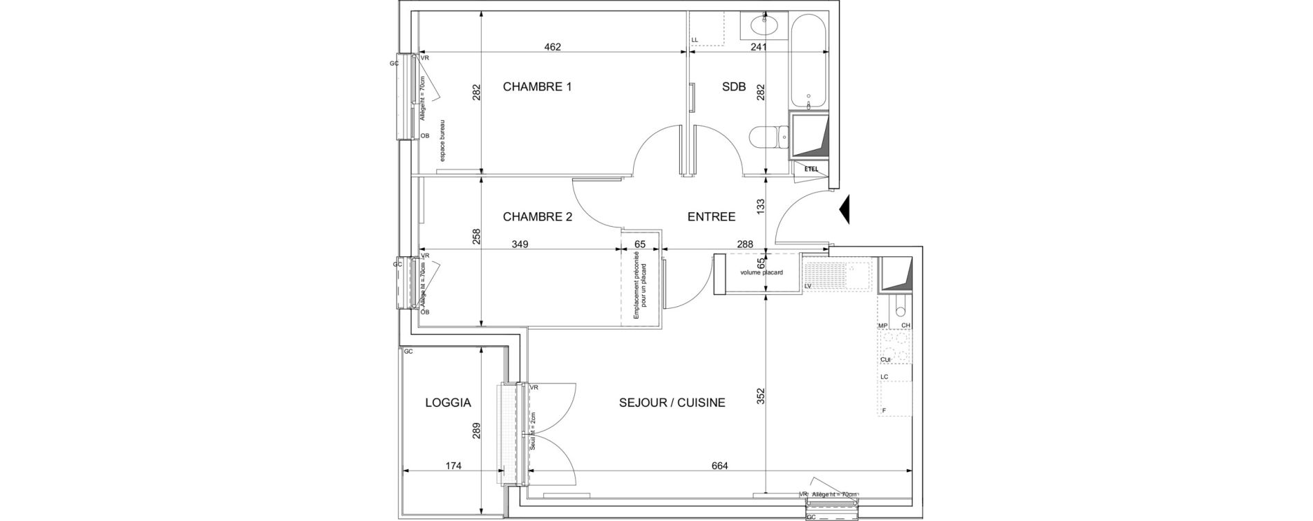 Appartement T3 de 57,72 m2 &agrave; Colombelles Le plateau et l'orne