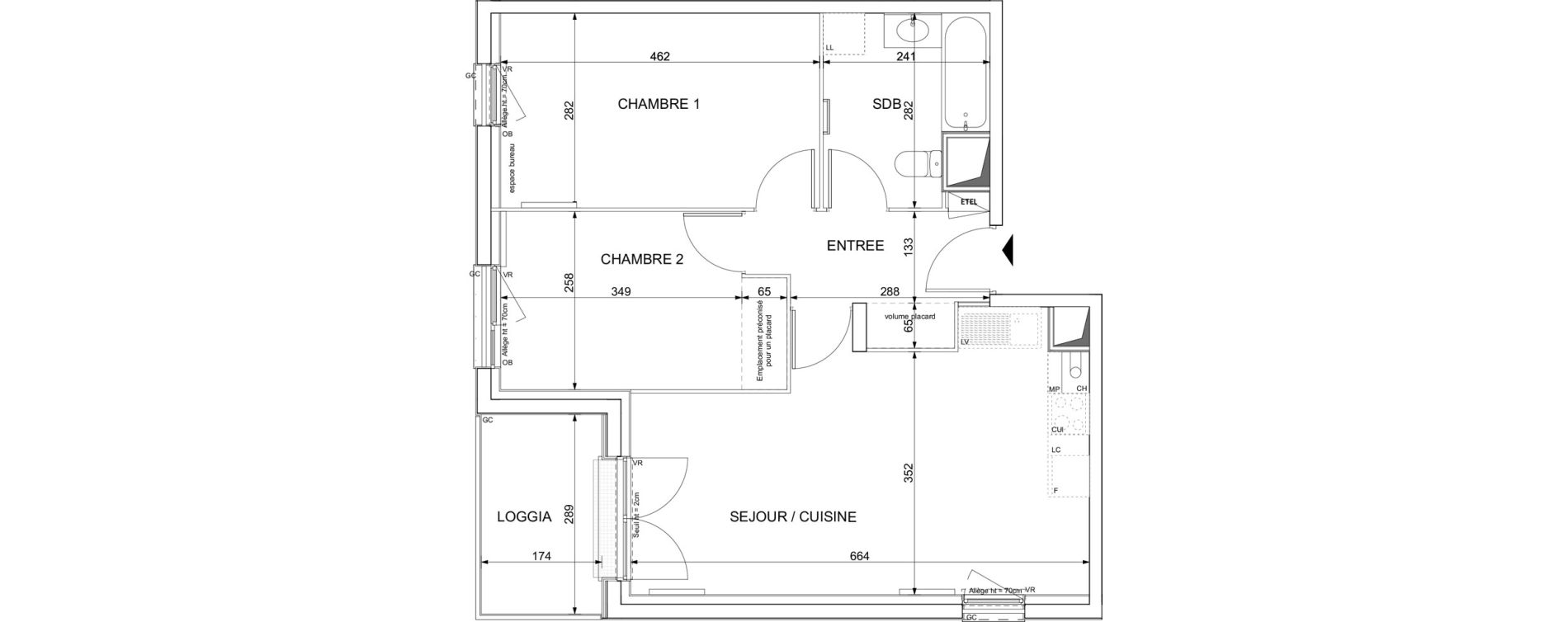 Appartement T3 de 57,72 m2 &agrave; Colombelles Le plateau et l'orne