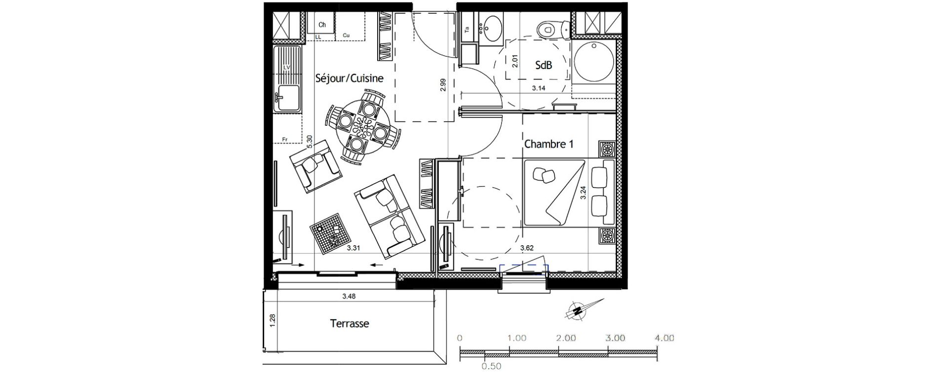 Appartement T2 de 35,21 m2 &agrave; Colombelles Centre