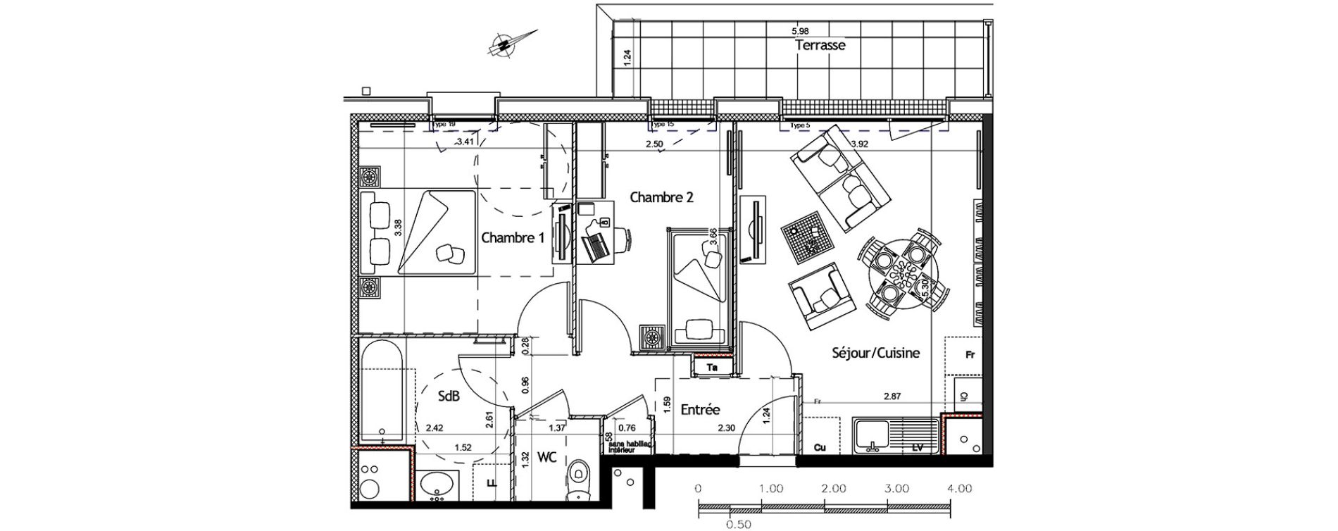 Appartement T3 de 52,87 m2 &agrave; Colombelles Centre