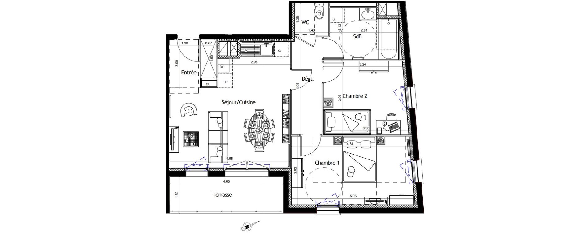 Appartement T3 de 61,94 m2 &agrave; Colombelles Centre