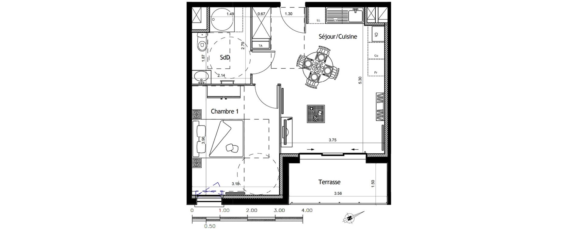 Appartement T2 de 39,96 m2 &agrave; Colombelles Centre