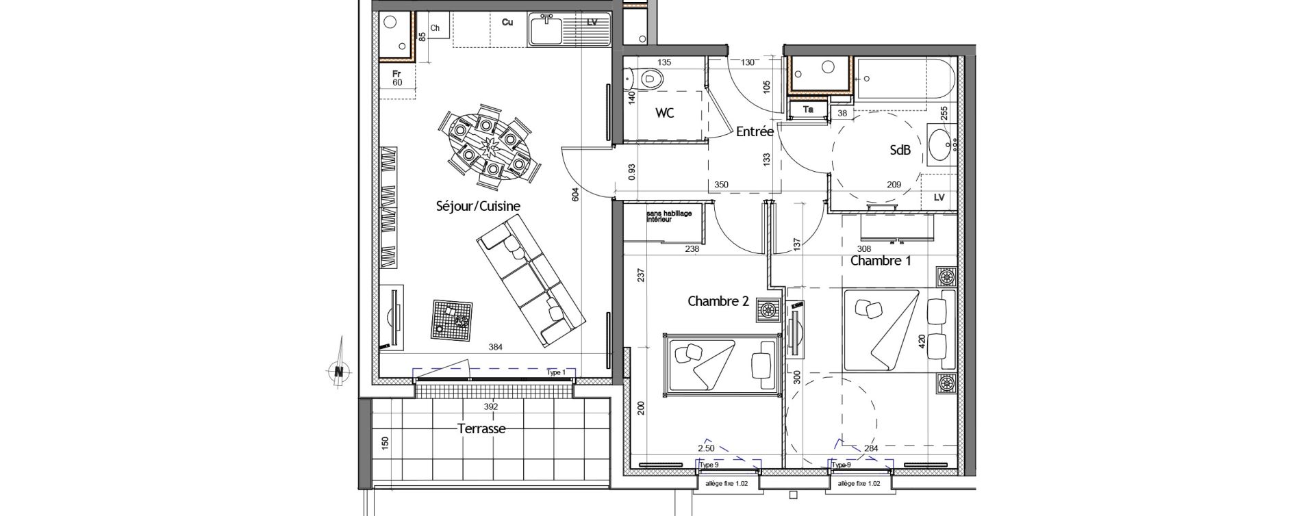 Appartement T3 de 58,32 m2 &agrave; Colombelles Centre