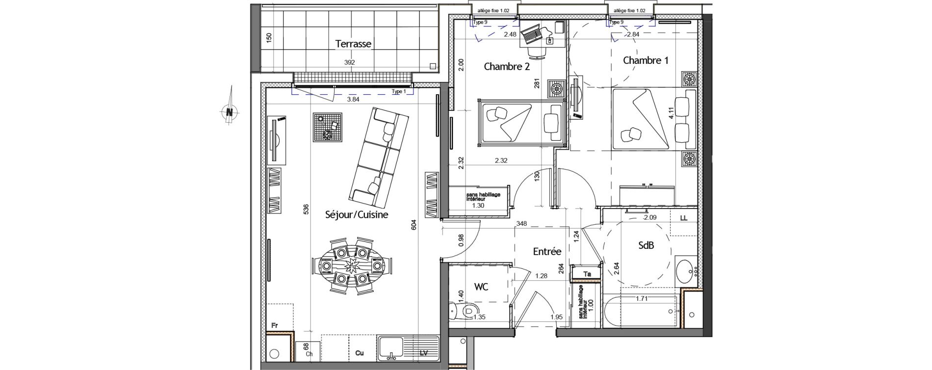 Appartement T3 de 58,48 m2 &agrave; Colombelles Centre