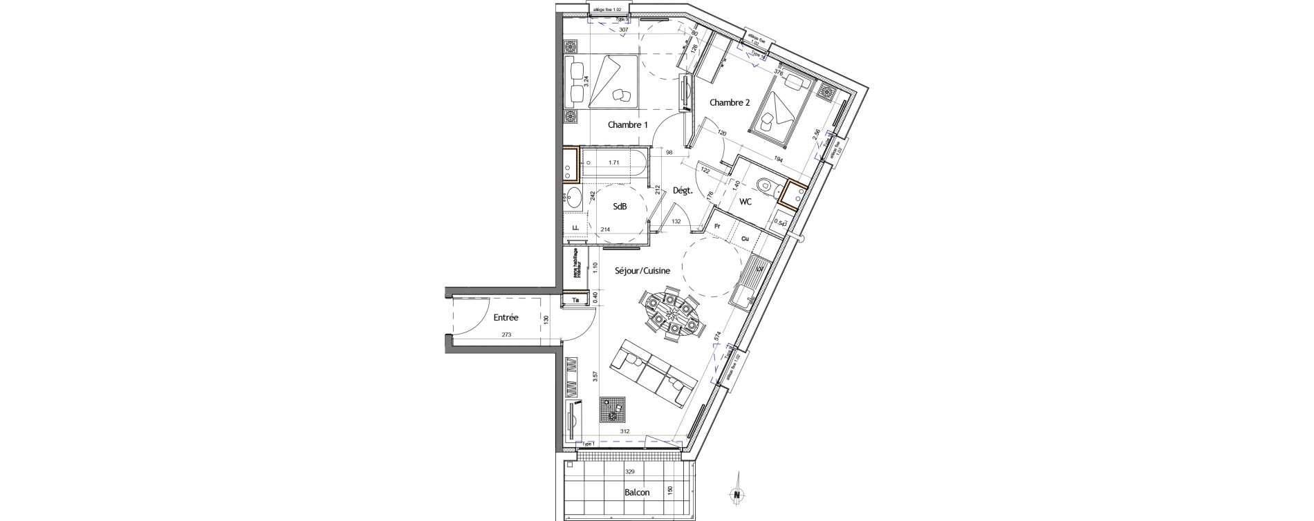Appartement T3 de 57,71 m2 &agrave; Colombelles Centre