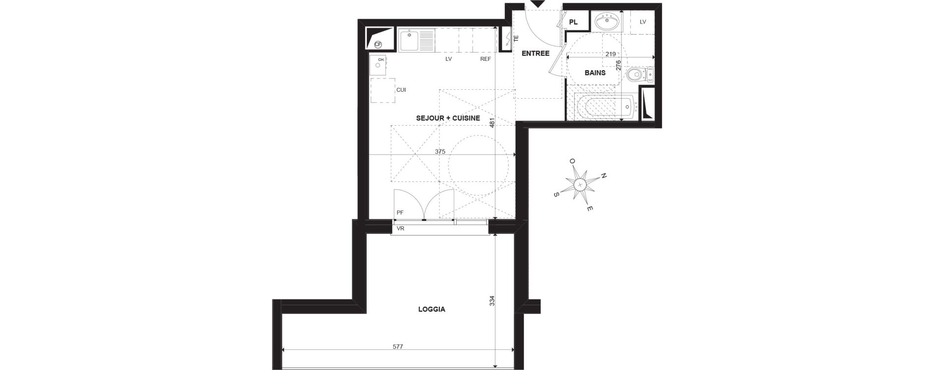 Studio de 25,92 m2 &agrave; Colombelles Jean-jaures