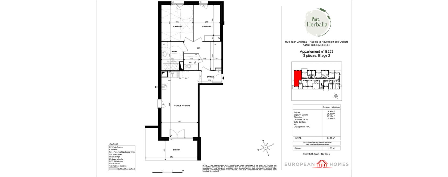 Appartement T3 de 64,28 m2 &agrave; Colombelles Jean-jaures