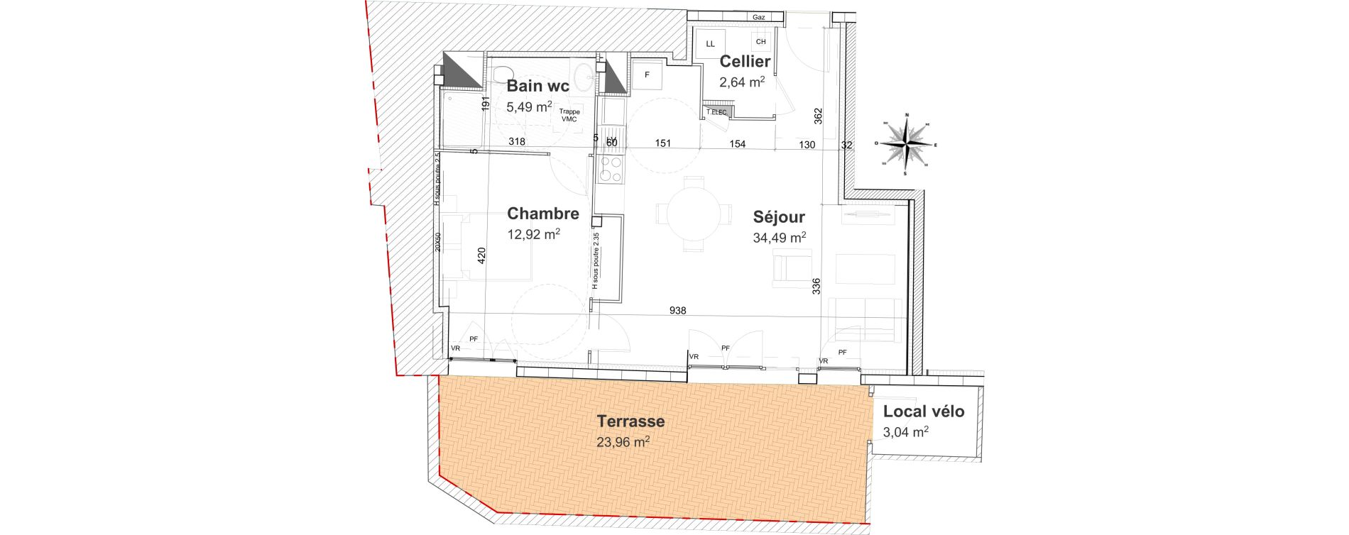 Appartement T2 de 55,54 m2 &agrave; Cormelles-Le-Royal Centre