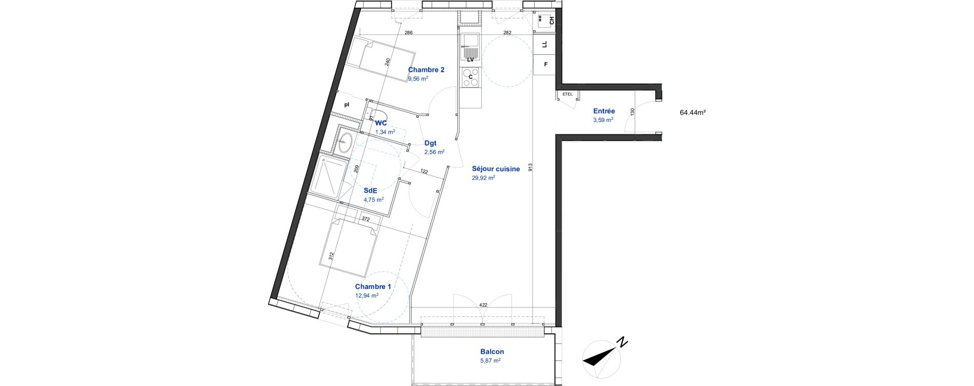 Appartement T3 de 64,66 m2 &agrave; Cormelles-Le-Royal Centre