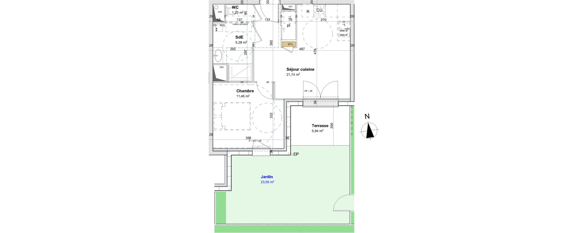 Appartement T2 de 39,71 m2 &agrave; Cormelles-Le-Royal Centre