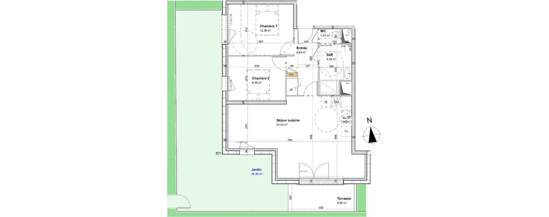 Appartement T2 de 66,67 m2 &agrave; Cormelles-Le-Royal Centre