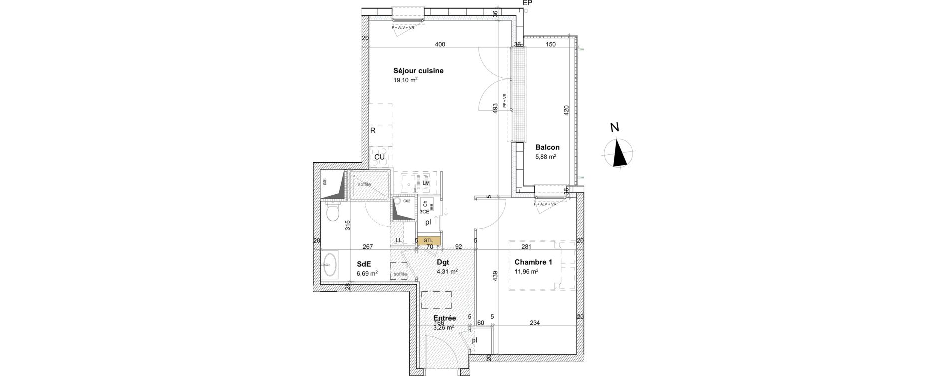 Appartement T2 de 45,32 m2 &agrave; Cormelles-Le-Royal Centre