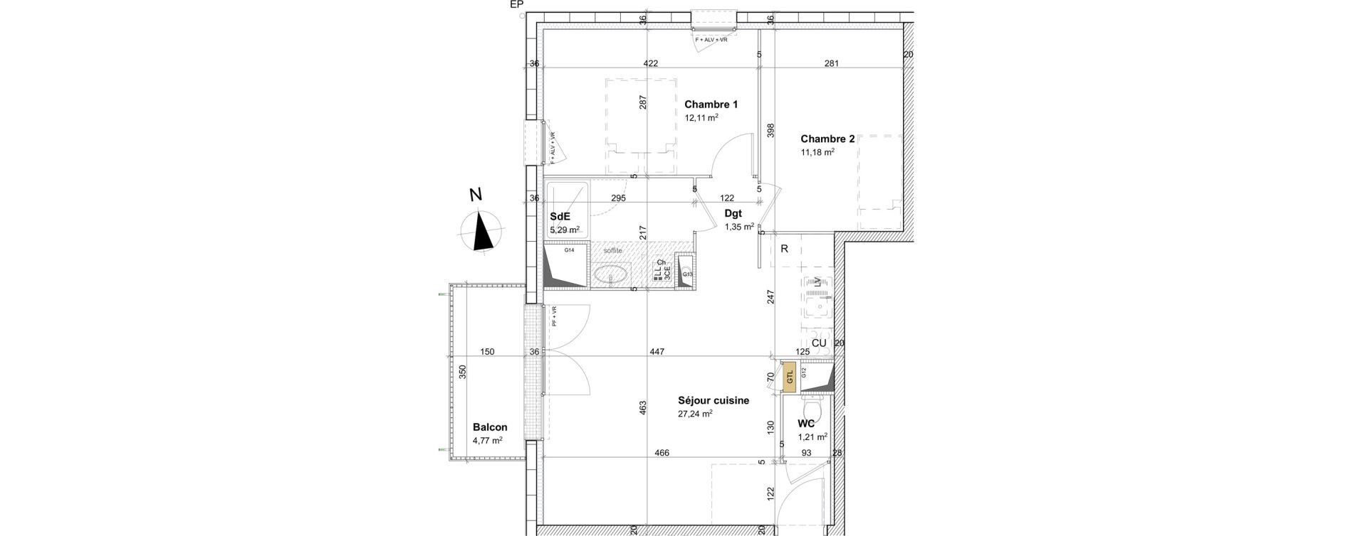 Appartement T3 de 58,38 m2 &agrave; Cormelles-Le-Royal Centre