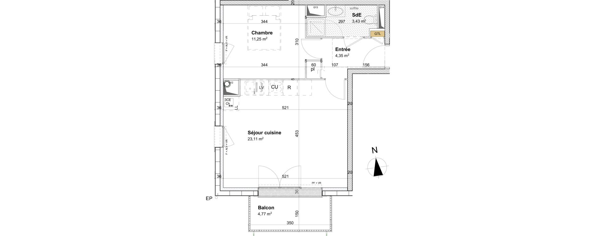 Appartement T2 de 42,14 m2 &agrave; Cormelles-Le-Royal Centre