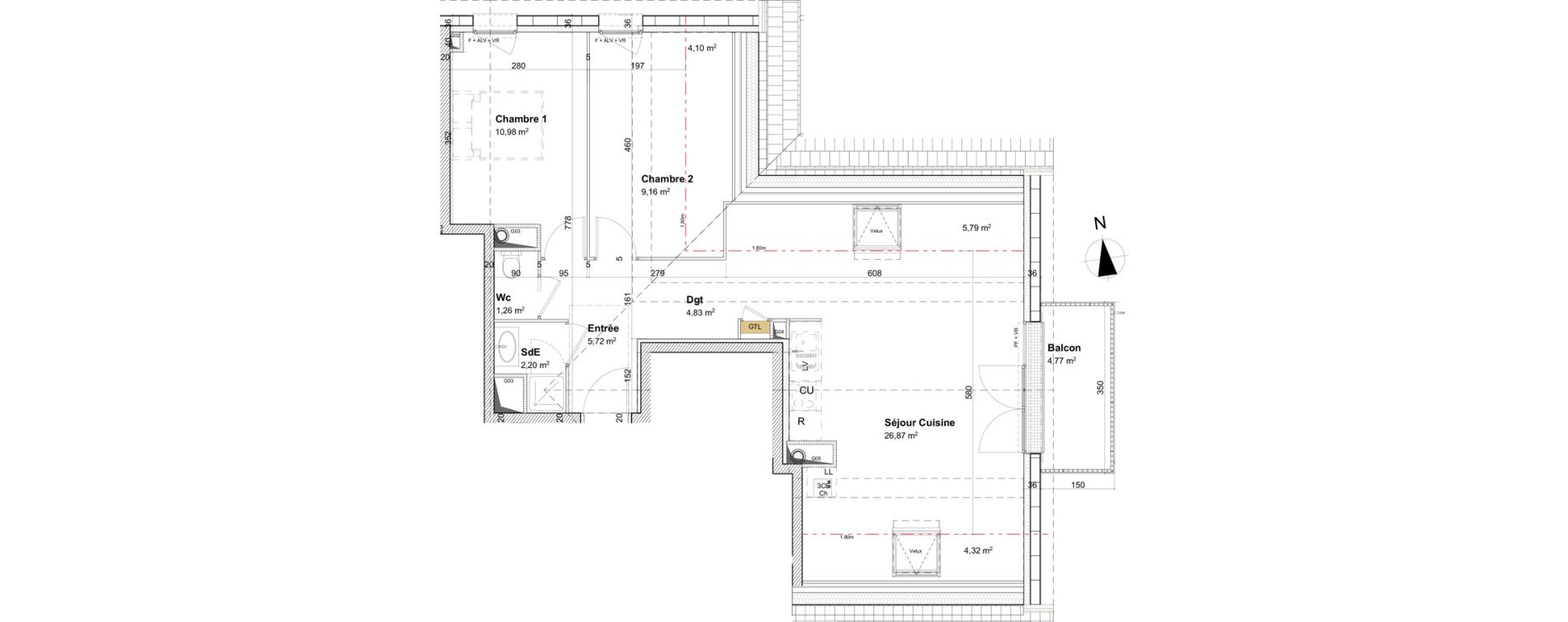 Appartement T3 de 61,02 m2 &agrave; Cormelles-Le-Royal Centre