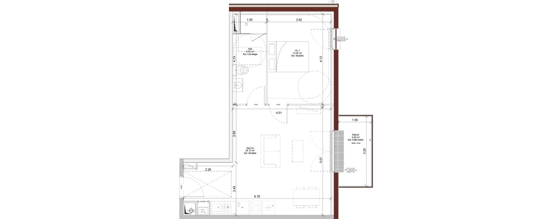 Appartement T2 de 46,23 m2 &agrave; Courseulles-Sur-Mer Le port