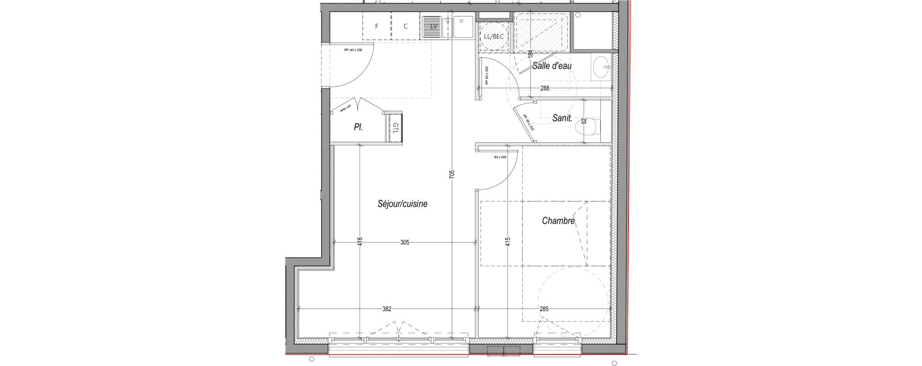 Appartement T2 de 41,27 m2 &agrave; Deauville Centre
