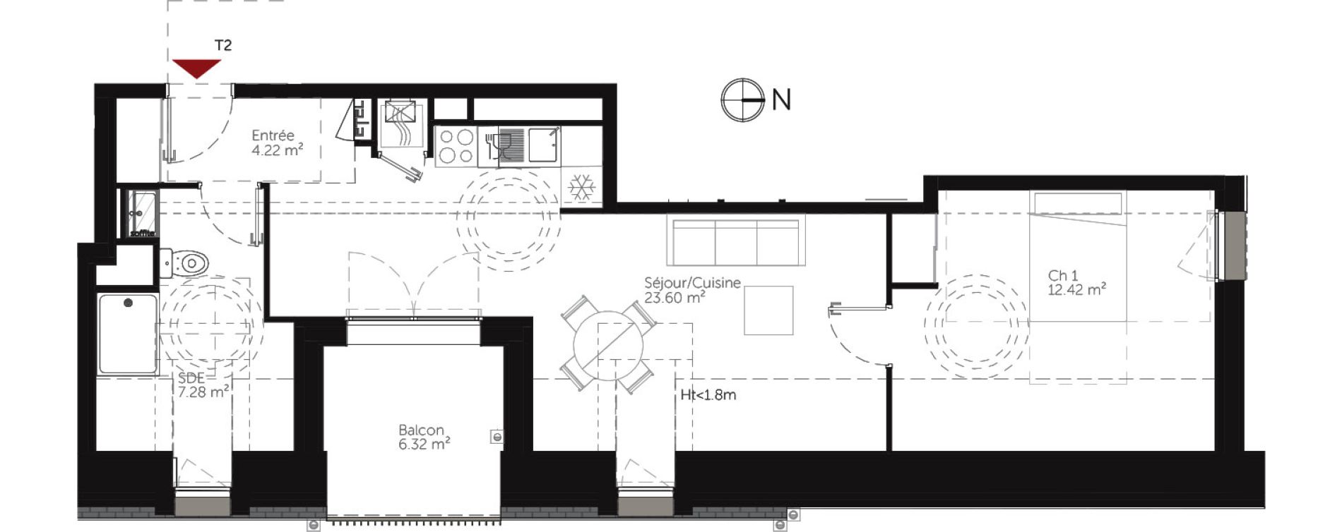 Appartement T2 de 47,52 m2 &agrave; Deauville Centre