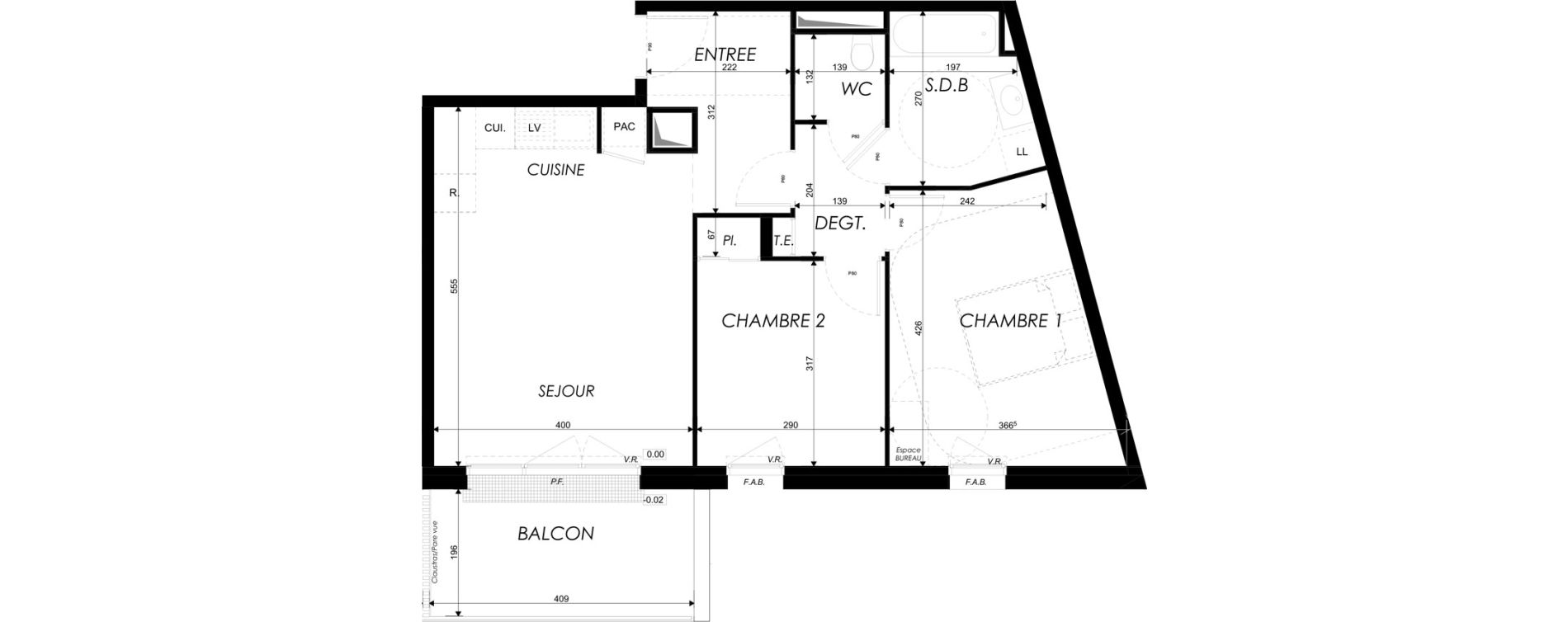 Appartement T3 de 60,76 m2 &agrave; Dives-Sur-Mer Centre