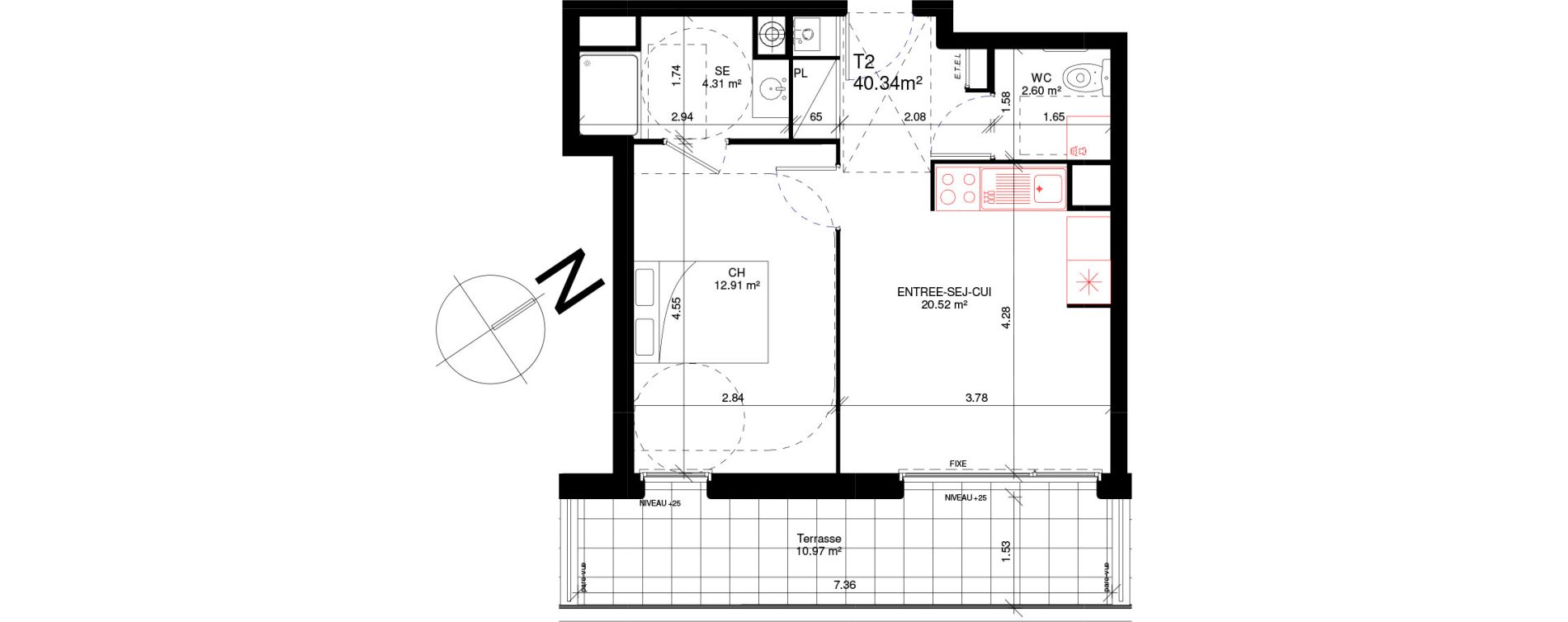 Appartement T2 de 40,34 m2 &agrave; Douvres-La-D&eacute;livrande Les hauts pr&egrave;s