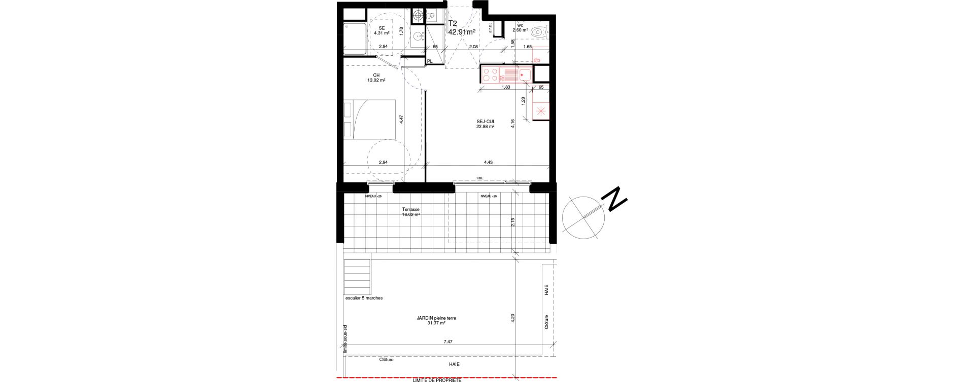 Appartement T2 de 42,91 m2 &agrave; Douvres-La-D&eacute;livrande Les hauts pr&egrave;s
