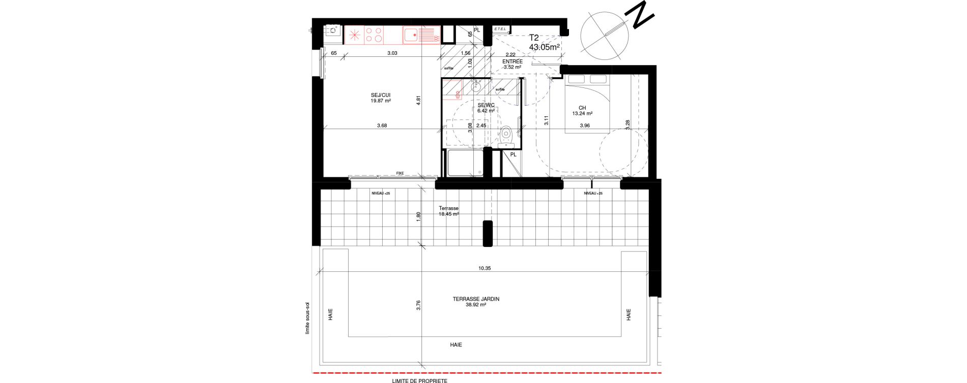 Appartement T2 de 43,05 m2 &agrave; Douvres-La-D&eacute;livrande Les hauts pr&egrave;s